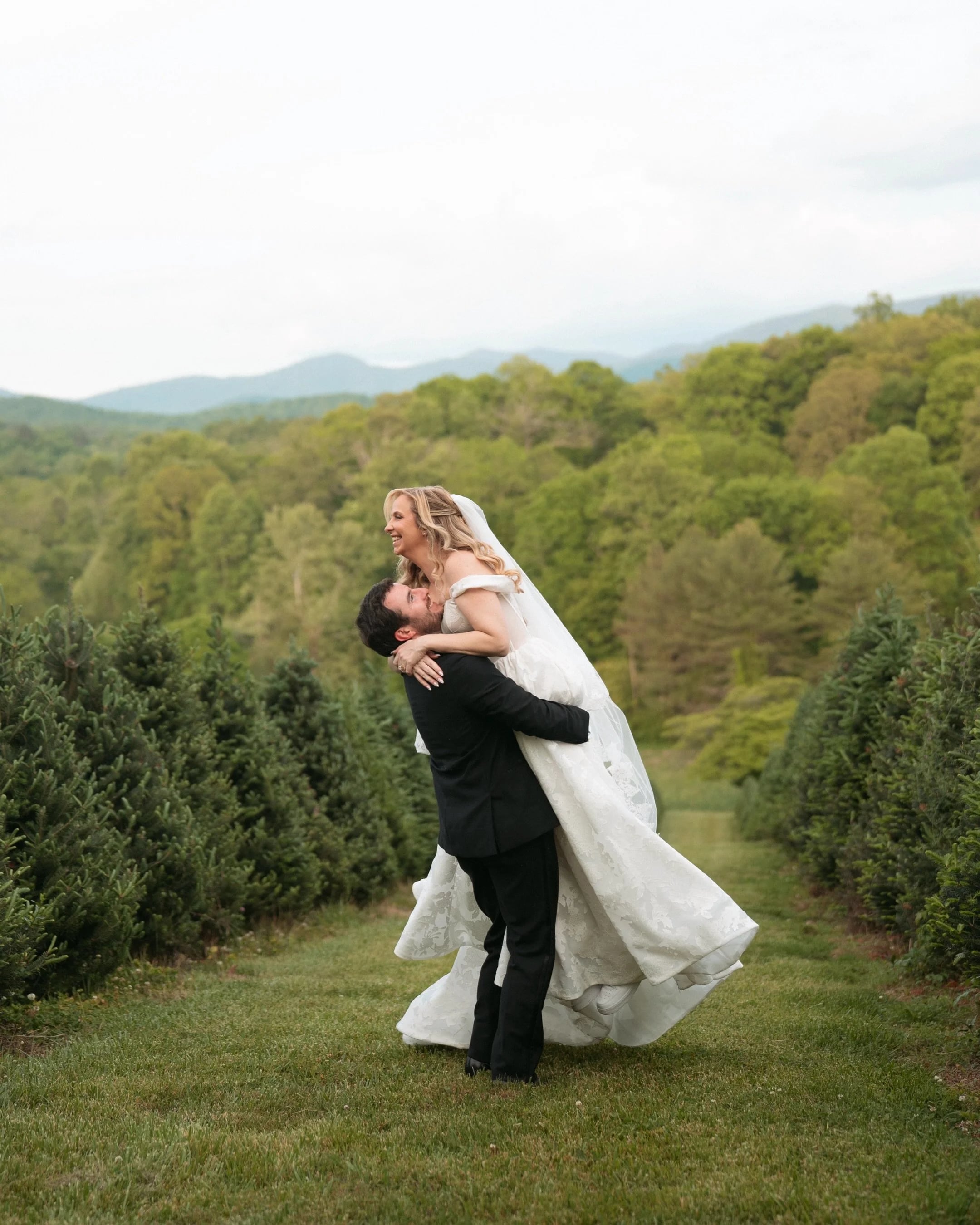 Dreamy lovebirds on their wedding day in the North Georgia mountains